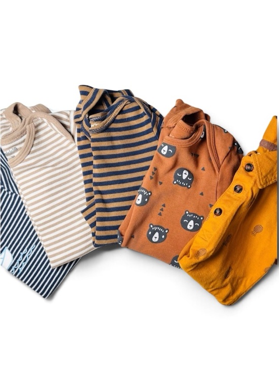 Other - Earthtone Nautical Sailboat & Bear AOP Striped Bodysuit Bundle 5pcs 12-18M
